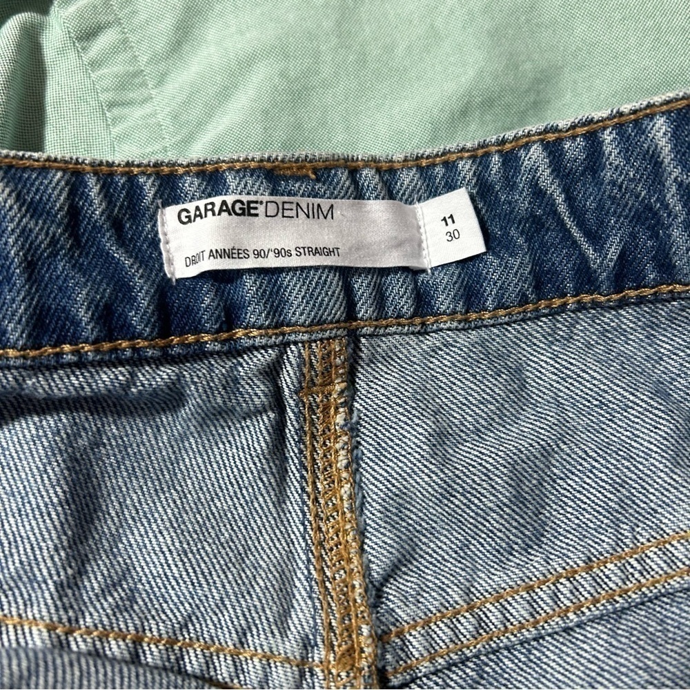 New Garage Denim Droit Annees 90s Straight Distressed Jeans 11/30 Light Wash - Picture 3 of 6